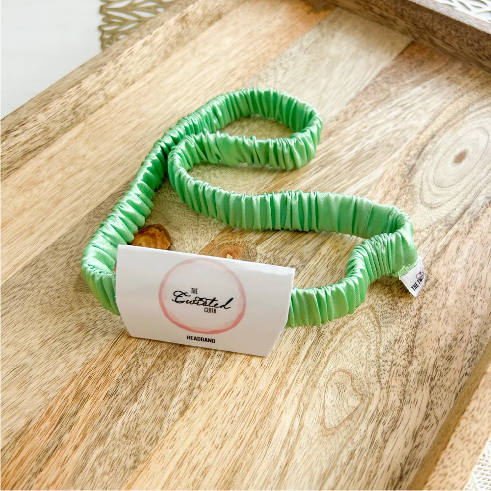 Cool Mint Satin Skinny Headband