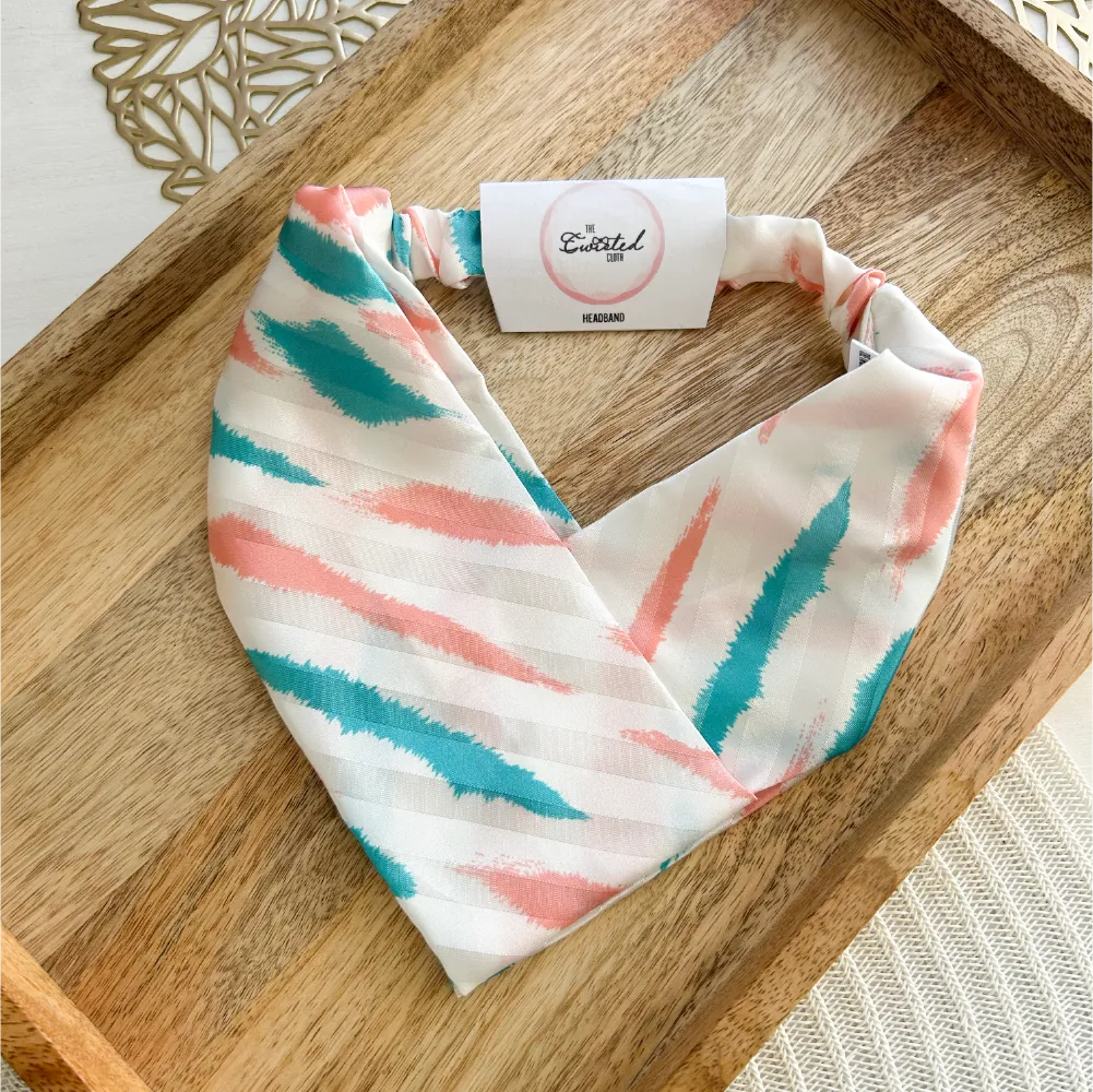 Silky Pink &amp; Teal Headband