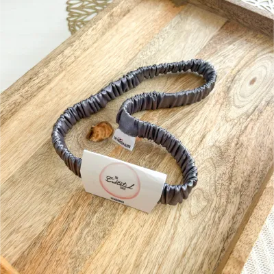 Grey Satin Skinny Headband
