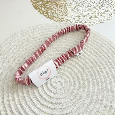Dusty Pink Ribbed Satin Skinny Headband