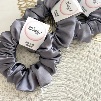 Grey Satin Scrunchie