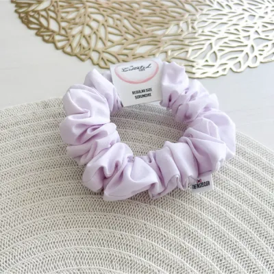 Lilac White Cotton Scrunchie