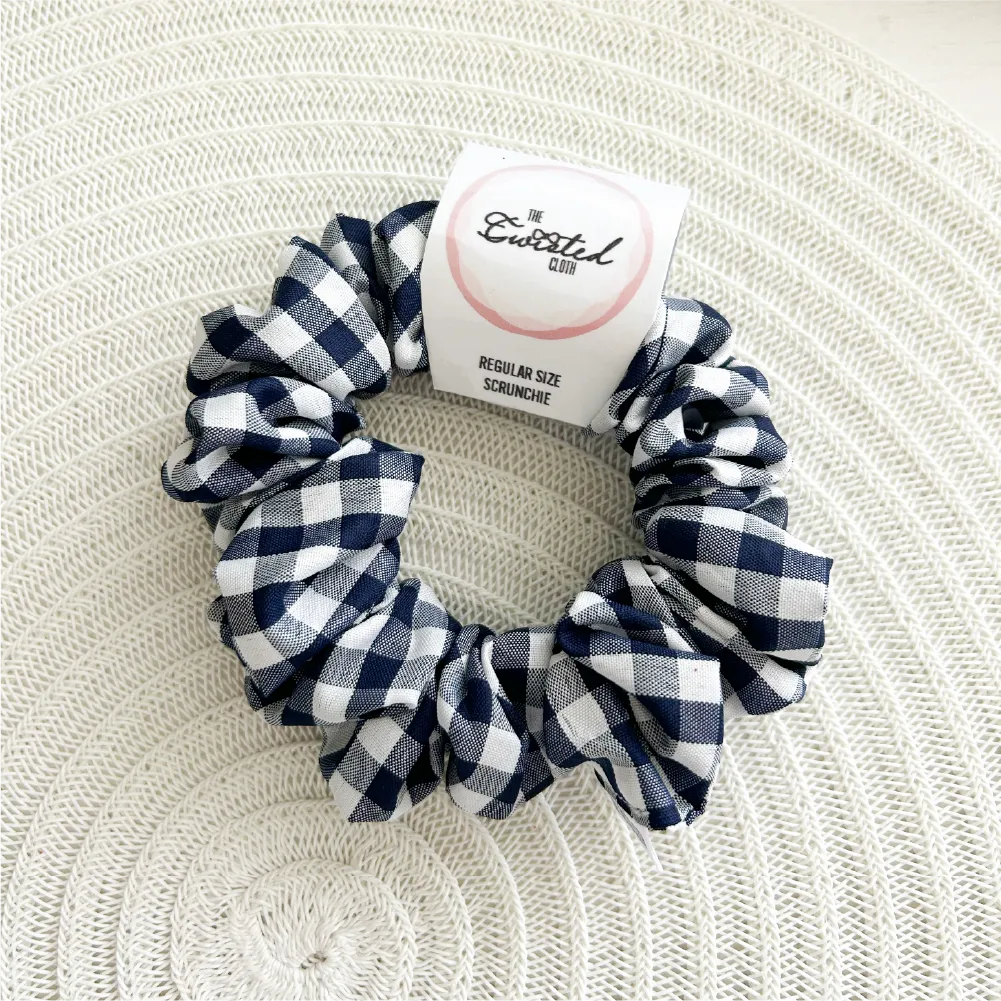 Navy Gingham Scrunchie