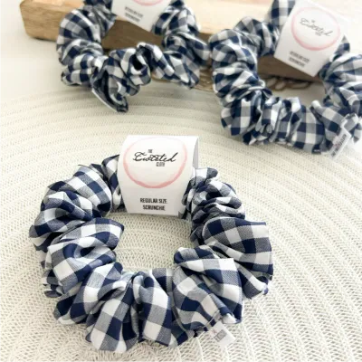 Navy Gingham Scrunchie