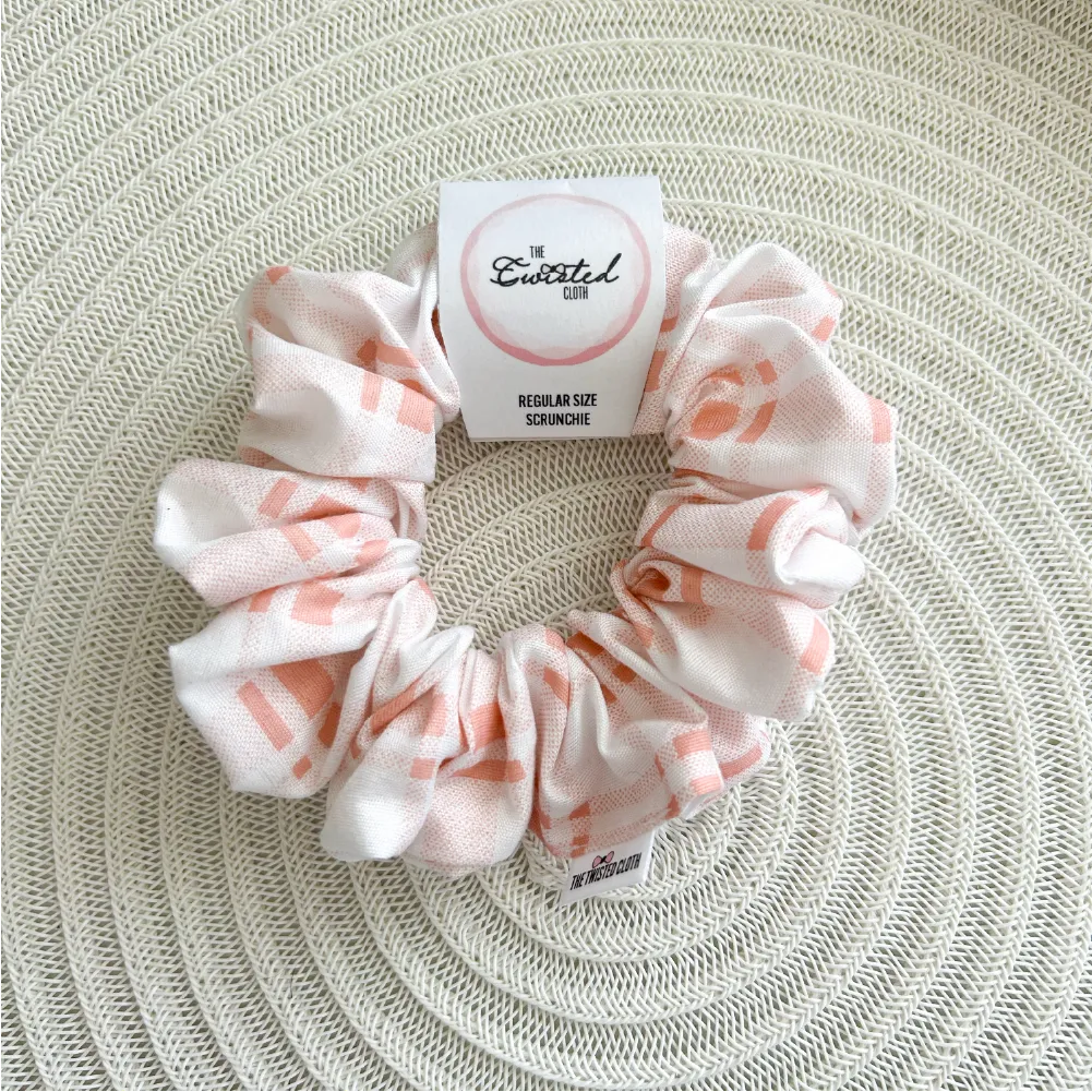 Peachy Pink Gingham Scrunchie