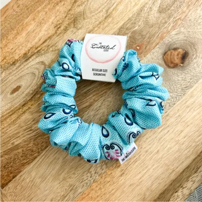 Teal Pattern Print Scrunchie