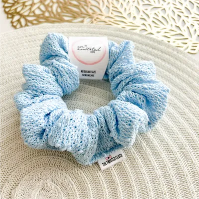 Baby Blue Knit Scrunchie