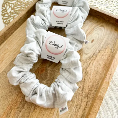 Grey Melange Cotton Scrunchie