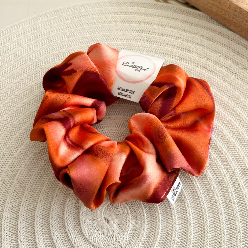 Peach Marble Satin Scrunchie