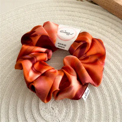 Peach Marble Satin Scrunchie