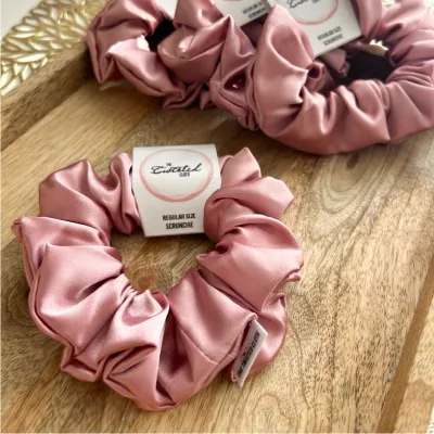 Dusty Pink Satin Scrunchie