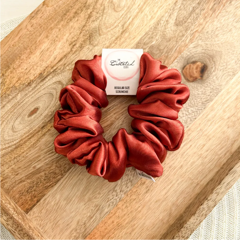 Rust Satin Scrunchie