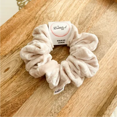 Ivory Crushed Velvet Scrunchie