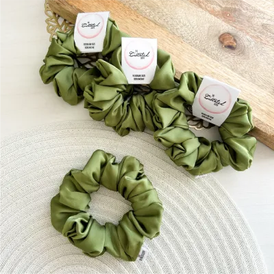 Olive Armani Satin Scrunchie