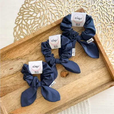 Small School Blue Bow Scrunchie