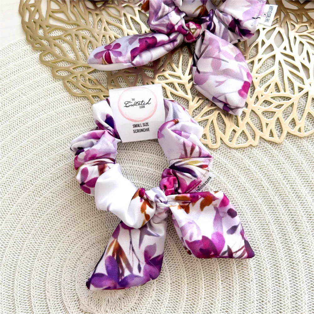 Small Lilac Blossom Bow Scrunchie