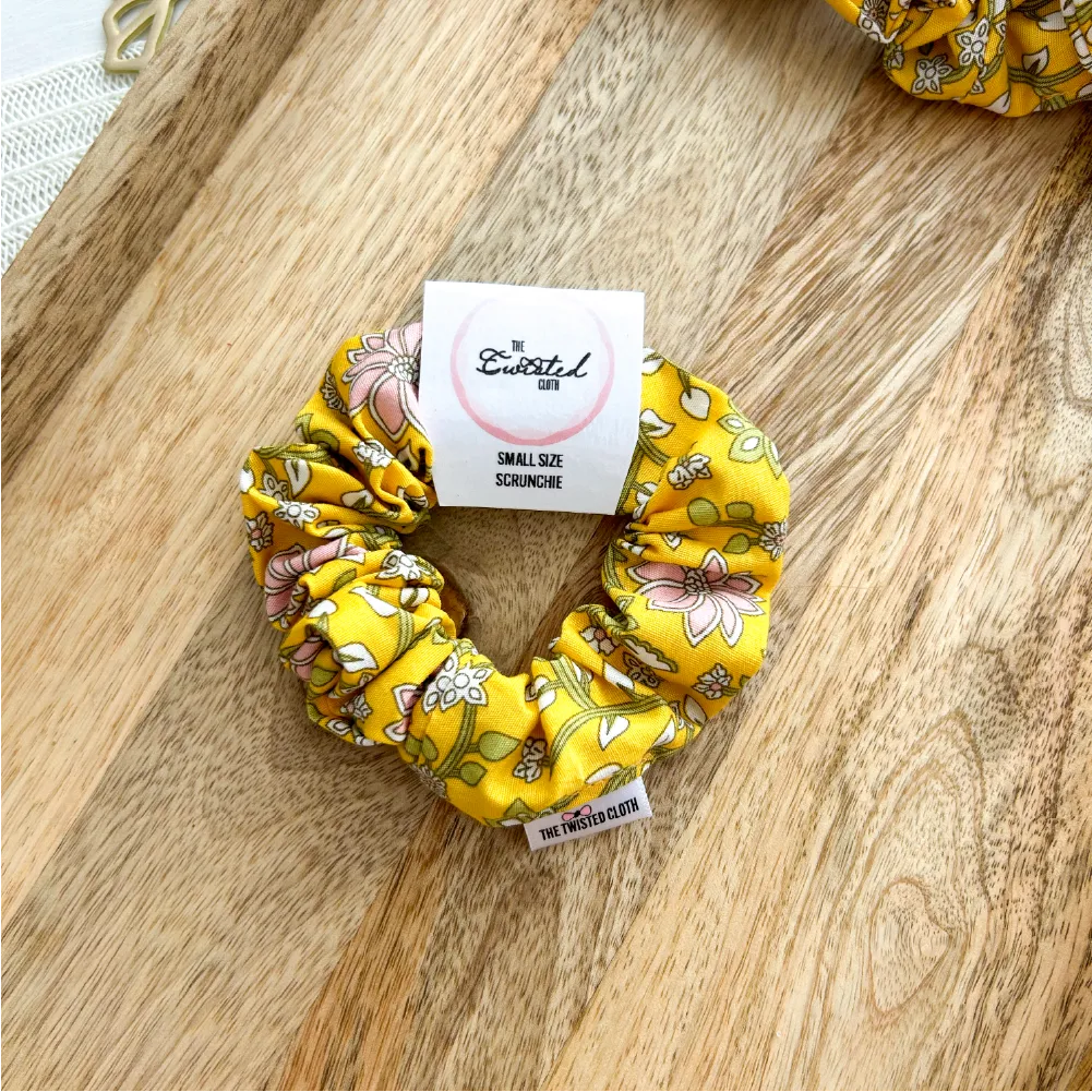 Small Yellow Paisley Scrunchie