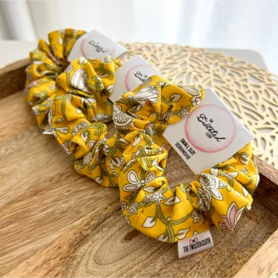 Small Yellow Paisley Scrunchie