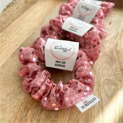 Small Pink Sequin Scrunchie