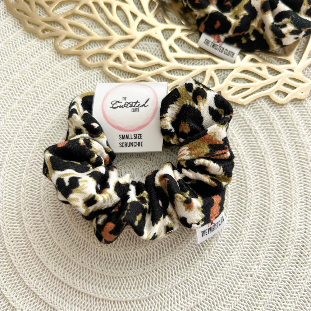 Small Olive Leopard Scrunchie