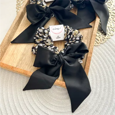 Dappled Chiffon &amp; Satin Bow Scrunchie