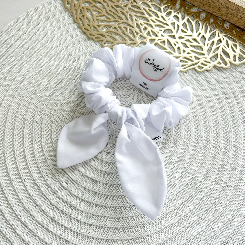 White Bow Scrunchie