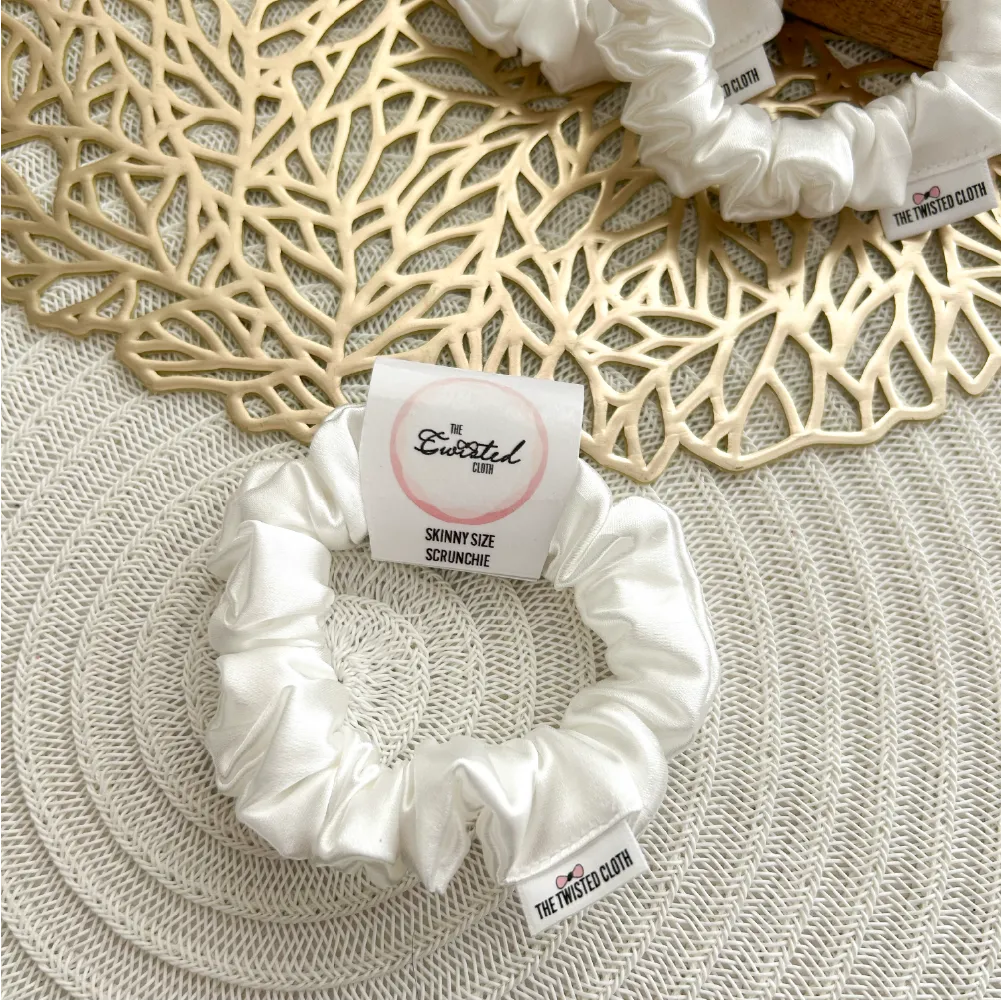 White Satin Skinny Scrunchie
