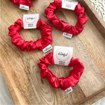 Rosy Red Satin Skinny Scrunchie