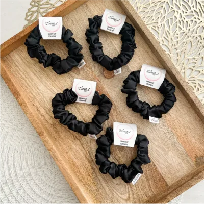 Black Satin Skinny Scrunchie