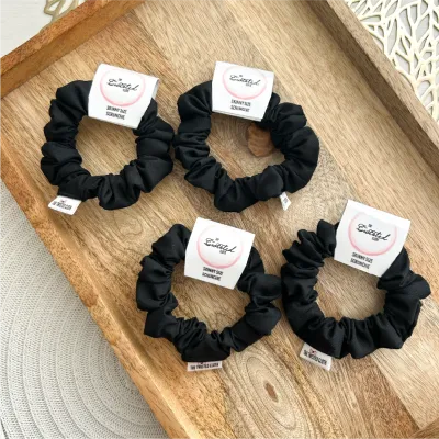 Black Cotton Skinny Scrunchie