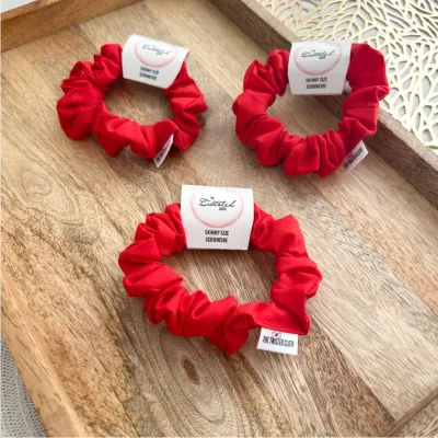 Red Cotton Skinny Scrunchie