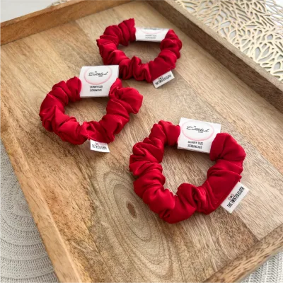 Deep Red Satin Skinny Scrunchie