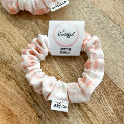 Peachy Gingham Skinny Scrunchie