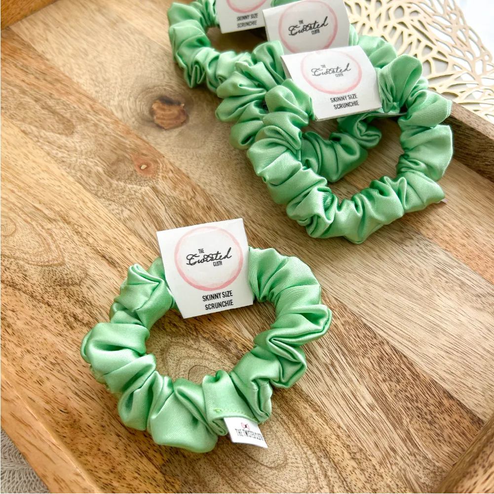 Cool Mint Satin Skinny Scrunchie