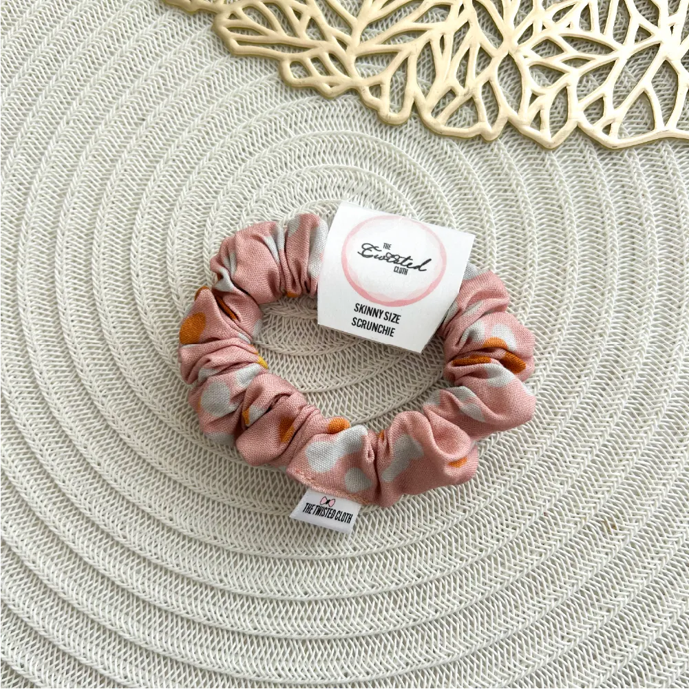 Spotty Peach Skinny Scrunchie