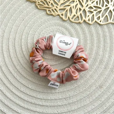 Spotty Peach Skinny Scrunchie