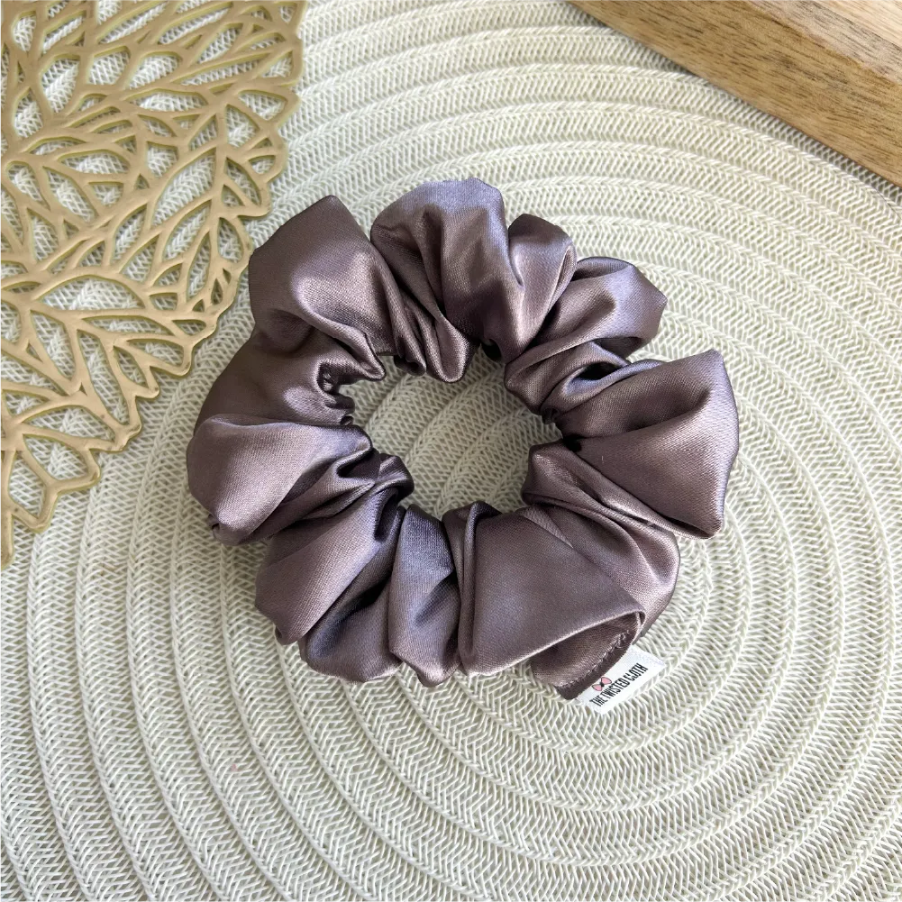 Taupe Satin Scrunchie