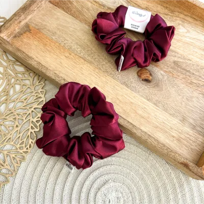 Maroon Satin Scrunchie