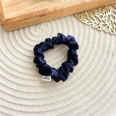 Navy Satin Skinny Scrunchie