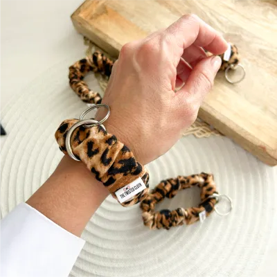 Brown Leopard Scrunchie Key Fob