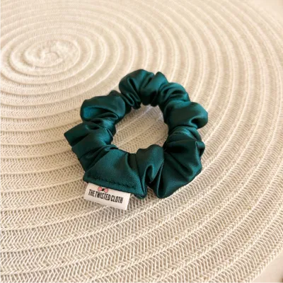 Emerald Green Satin Skinny Scrunchie
