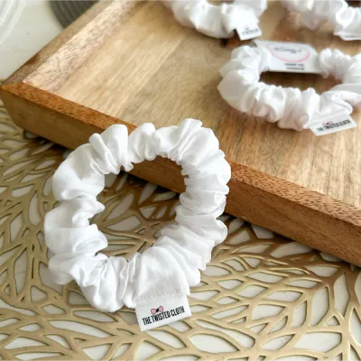 White Cotton Skinny Scrunchie