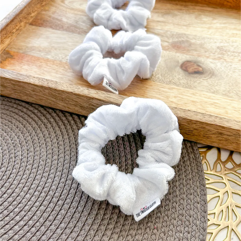 Small White Velvet Scrunchie