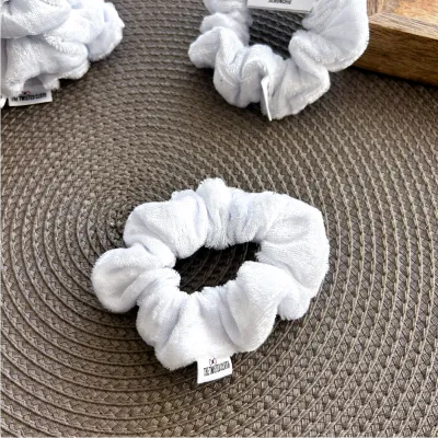 Small White Velvet Scrunchie