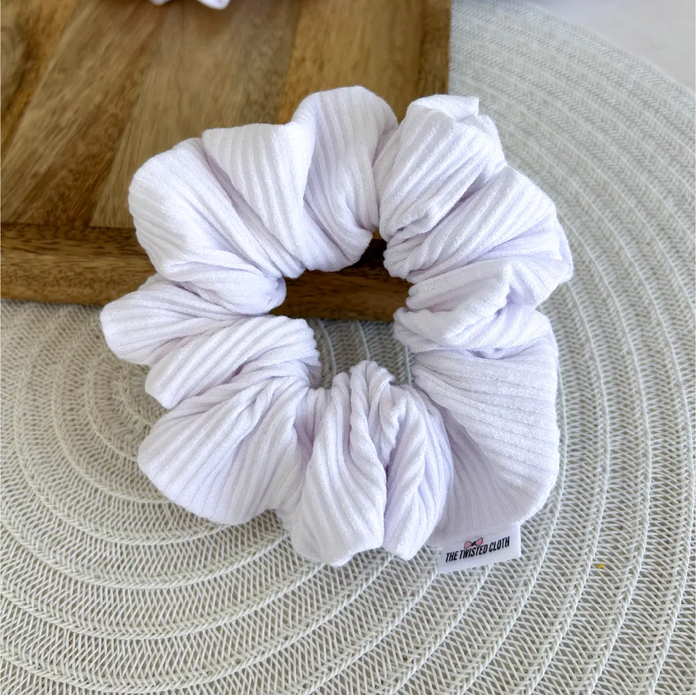 White Ribbed Cotton Scrunchie