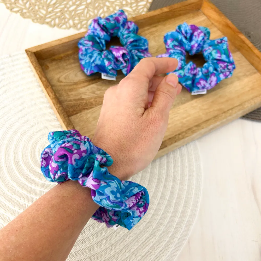 Teal and Purple Paisley Cotton Scrunchie
