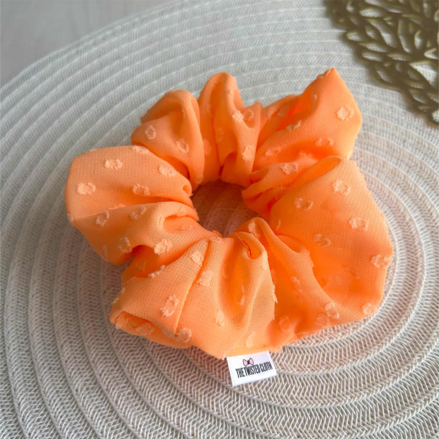Cotton Candy Orange Chiffon Scrunchie