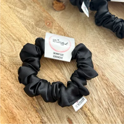 Black Satin Skinny Scrunchie