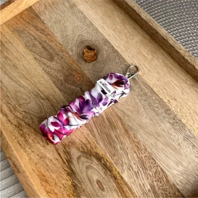 Lilac Blossom Satin Scrunchie Key Fob