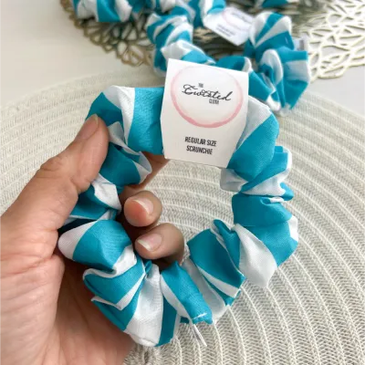 Teal &amp; White Scrunchie